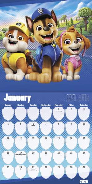 2026 Paw Patrol Wall Calendar