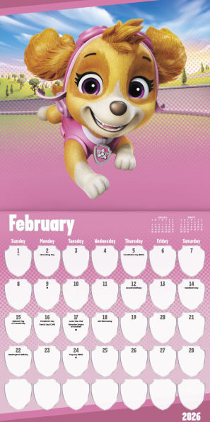 2026 Paw Patrol Wall Calendar