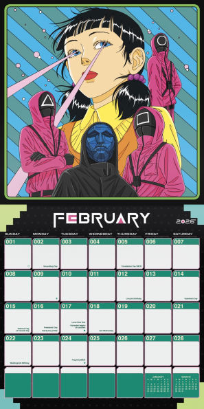 2026 Squid Game Wall Calendar