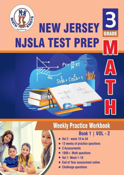 New Jersey Student Learning Assessments (NJSLA) , 3rd Grade MATH Test Prep: Weekly Practice Work Book , Volume 2: