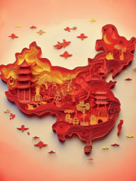 Title: Beautiful Red and Gold Map of China Journal Notebook with Blank Lined Pages Gift for Asian American Writing Notes: Red and Yellow Chinese Map with Illustrations Life in China Asia Gift for Asian American, Author: Chloe Sozo