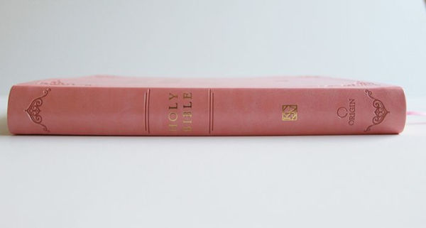 KJV Holy Bible, Giant Print Thinline Large format, Pink Premium Imitation Leathe r with Ribbon Marker, Red Letter, and Thumb Index