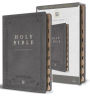 KJV Holy Bible, Giant Print Thinline Large format, Gray Premium Imitation Leather with Ribbon Marker, Red Letter, and Thumb Index