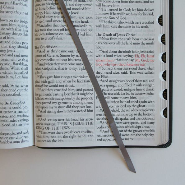 KJV Holy Bible, Giant Print Thinline Large format, Gray Premium Imitation Leathe r with Ribbon Marker, Red Letter, and Thumb Index