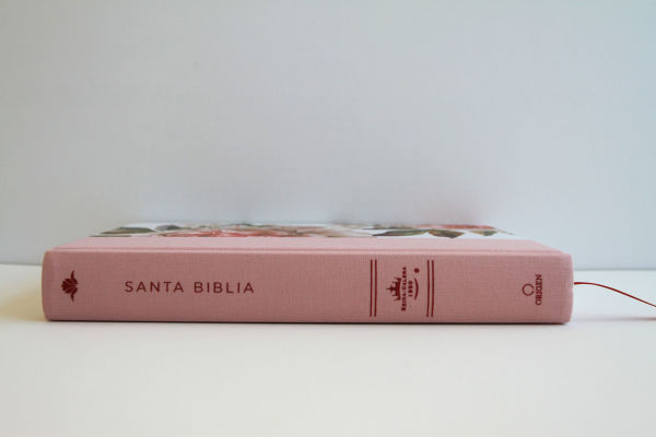 Biblia Reina Valera 1960 letra grande. Tela rosada con flores, manual con índice / Spanish Bible RVR 1960, Large Print, Pink Floral Cloth with Index