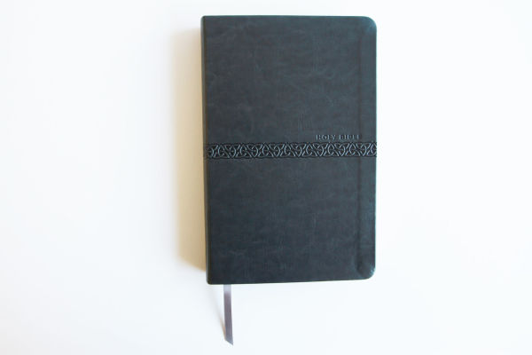 KJV Holy Bible, Large Print Medium format, Gray Faux Leather with Ribbon Marker, Red Letter, thumb Index