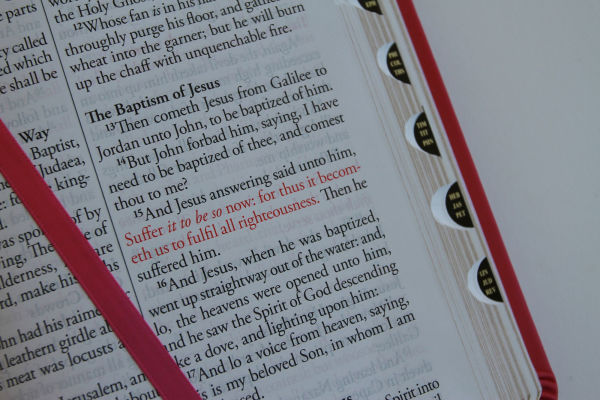 KJV Holy Bible, Large Print Medium format, Fuchsia Faux Leather w/Ribbon Marker, Red Letter, thumb Index