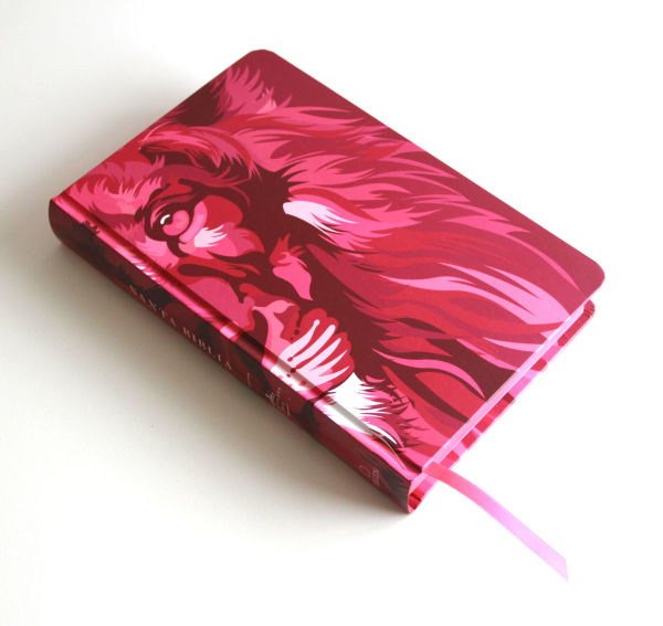 Biblia RVR 1960 letra grande tamaño manual, TD León de Judá rosada (Edición cantos pintados) / Spanish Bible RVR 1960 Handy Size Large Print HC Lion of Juda