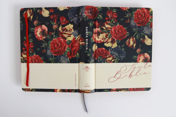 Biblia de Apuntes RVR 1960 Tapa dura, Azul oscuro con flores (Edición cantos pintados) / Spanish Journaling Bible RVR 1960 Hardcover Dark Blue with Flowers