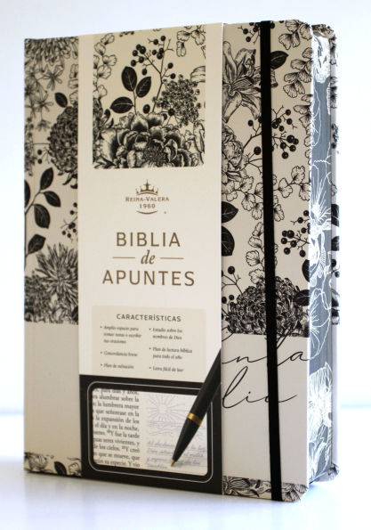 Biblia de Apuntes RVR 1960 Tapa dura, Blanco y negro con flores (Edición cantos pintados) / Spanish Journalling Bible RVR 1960 HC Black and White with Flowers