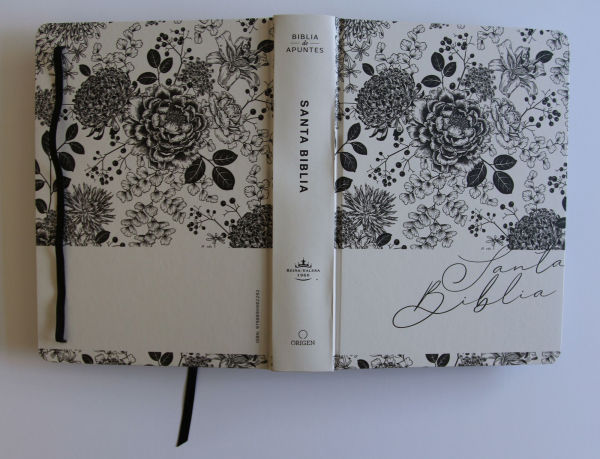 Biblia de Apuntes RVR 1960 Tapa dura, Blanco y negro con flores (Edición cantos pintados) / Spanish Journalling Bible RVR 1960 HC Black and White with Flowers