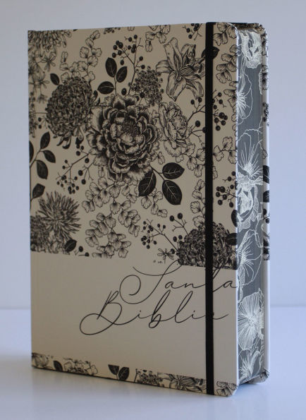 Biblia de Apuntes RVR 1960 Tapa dura, Blanco y negro con flores (Edición cantos pintados) / Spanish Journalling Bible RVR 1960 HC Black and White with Flowers