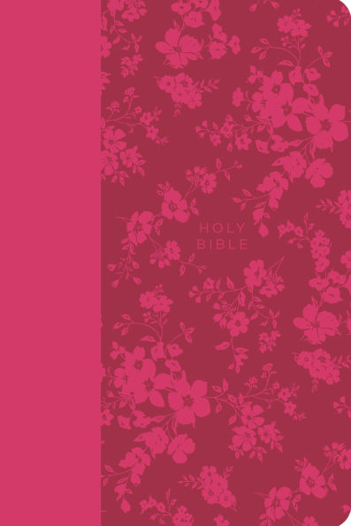 KJV Holy Bible, Large Print Handy Size, Fuchsia Premium Imitation Leather w/Ribbon Marker, Red Letter, Zipper