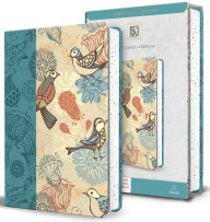 KJV Holy Bible, Large Print Medium Format, Blue with Birds Faux Leather w/ Ribbon Marker, Red Letter