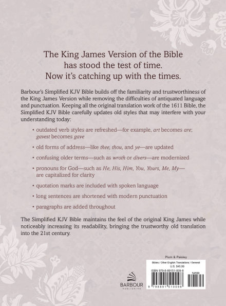 Barbour Simplified KJV--Large Print [Plum & Paisley]