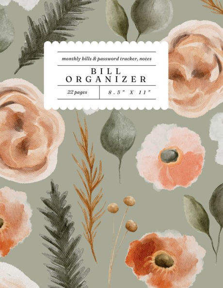 Bill Organizer- Floral: Monthly Bill Organizer, Expense Tracker