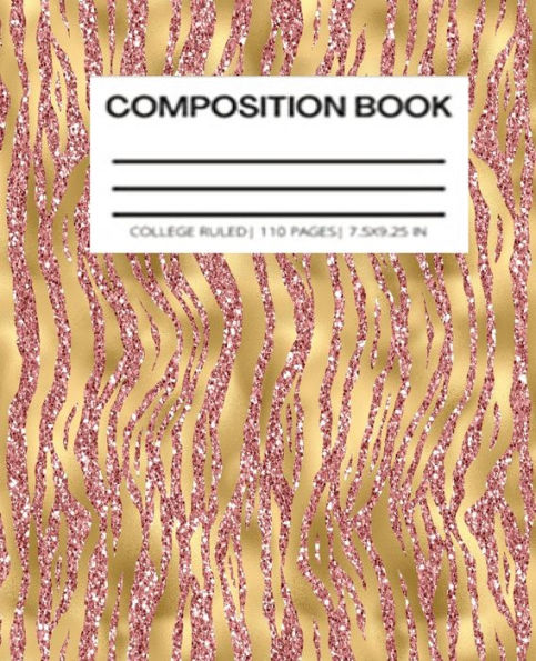 Composition Notebook - Pink Gold Zebra Print