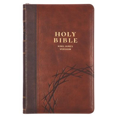 KJV Bible Deluxe Gift W/Zipper Faux Leather Amazing Grace, Brown Two-Tone Isa. 53:5