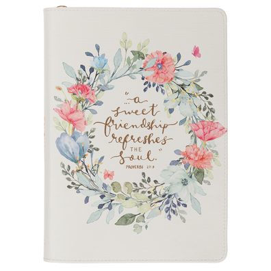 Journal Classic Zip White Sweet Friendship Prov. 27:9