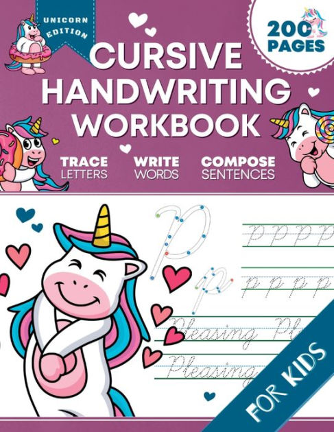 Cursive Handwriting Workbook for Kids: Unicorn Edition, A Fun and ...